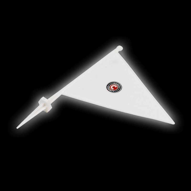 Boundary Flags - White triangular flags on a stake, sold in packs of 10, ideal for marking boundaries.