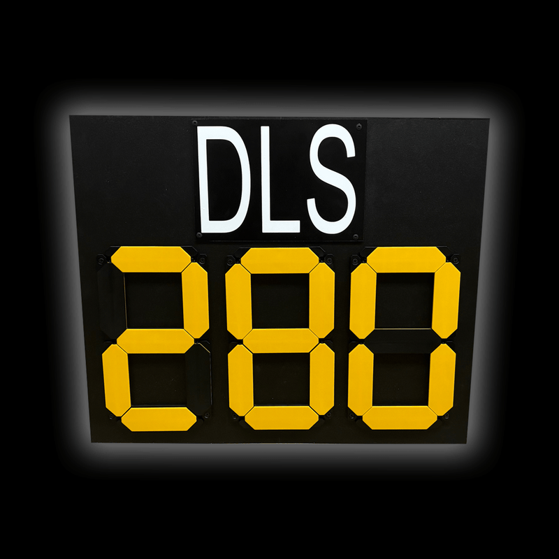 Manual DLS Board displaying DLS score with 3 digits and black laminated marine plyboard background.