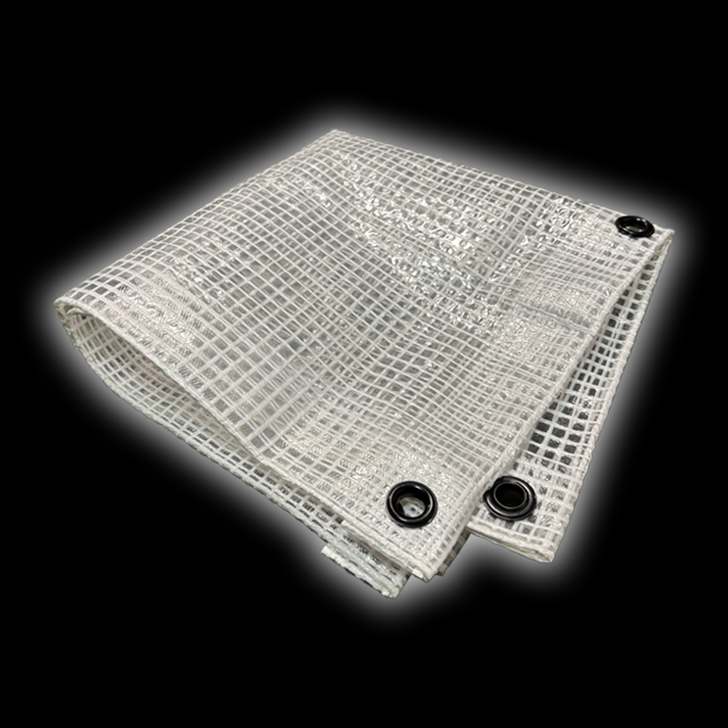25m x 4m 200gsm Flat Sheet displaying reinforced corners and copper eyelets for durability.