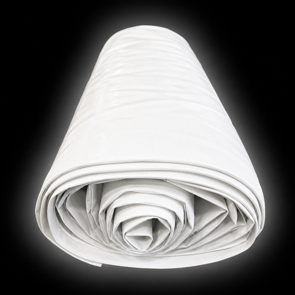 3x White Cover Tops 7.31m rolled up, ideal for various covering needs and ready for customer fitting.