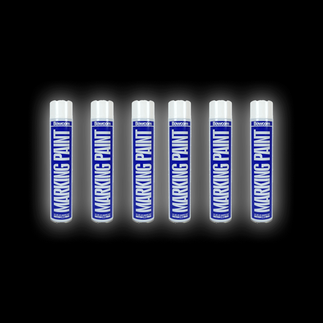6 Pack Aerosols – Box of six 750ml white aerosol cans for marking paint.