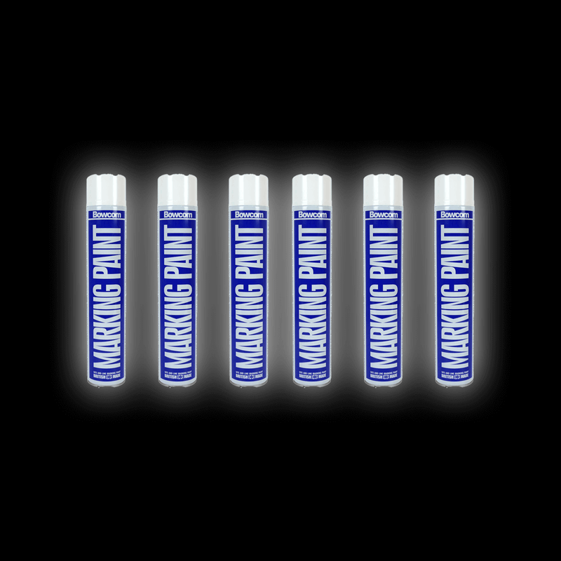 6 Pack Aerosols – Box of six 750ml white aerosol cans for marking paint.