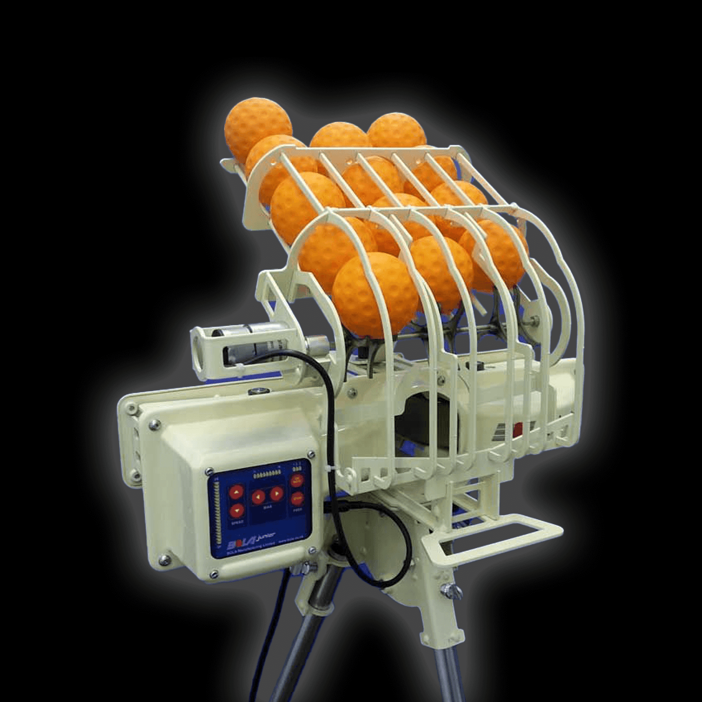 BOLA Junior Package featuring the Bola Junior Bowling Machine with orange balls and ball feeder included.