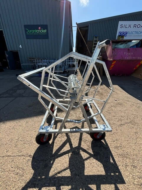 Double Rope Winder for neat storage of ropes, holds 1 or 2 220m coil ropes, dimensions 1400mm x 1300mm x 1300mm.