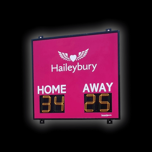 DSF1 Standard Scoreboard displaying home and away scores with bright LED digits, ideal for hockey games.