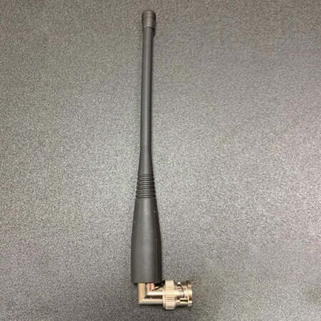 Electronic Scoreboard Console Aerial connected to a standard 433mhz frequency antenna on black background.