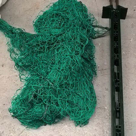 Ball Stop Netting: Low Level 25m Ball Stop Kit shown with green netting and sturdy poly posts.