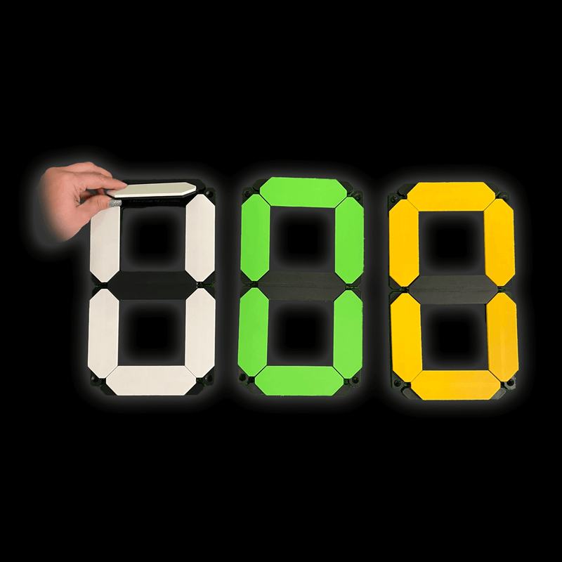 Manual Scoreboard Digits showcasing numbers with vibrant colors, hand adjusting the score display, 160mm x 290mm size.