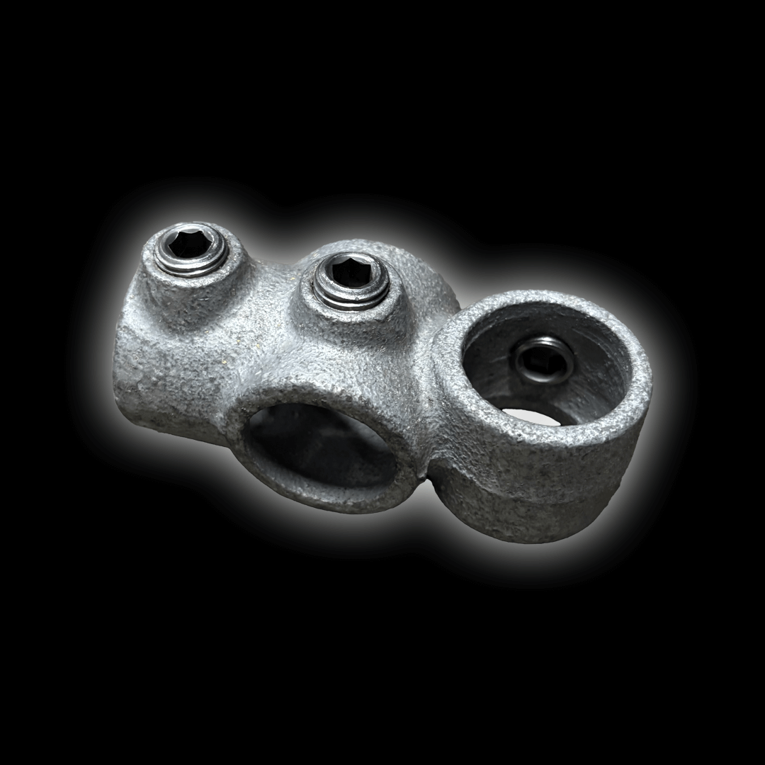 Mobile Cover Upright Clamp showcasing a sturdy, gray component with multiple fittings.