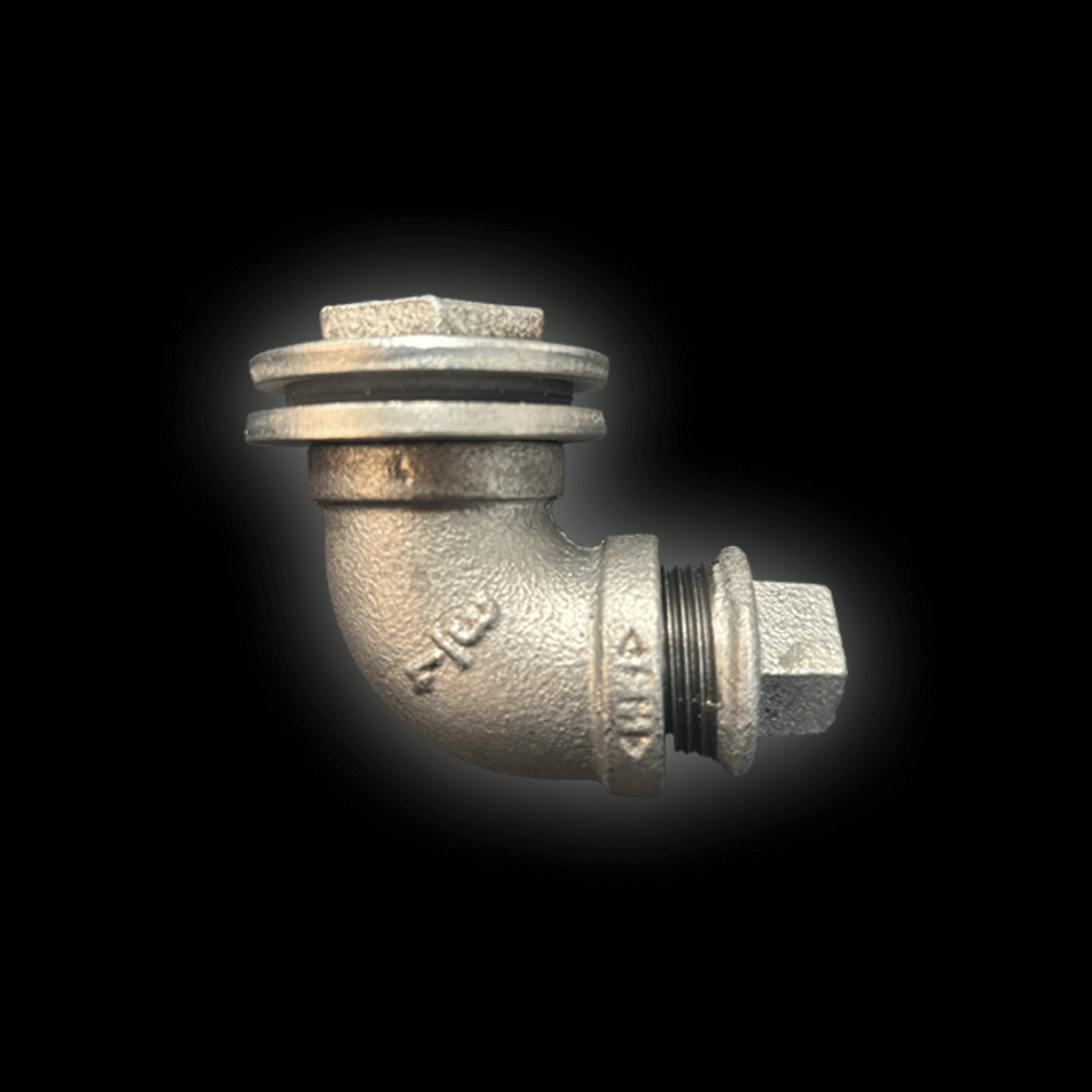 Mobile Cover Elbow with Blanking Cap, showing elbow joint with locking nut and blanking cap.