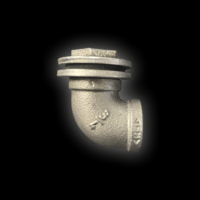 Mobile Cover Elbow showing a silver elbow fitting with screw thread and seal.